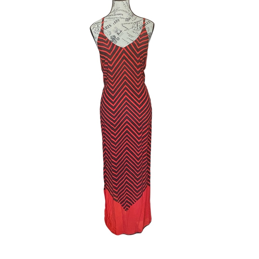 French Connection Red and Black Chevron Maxi Dress